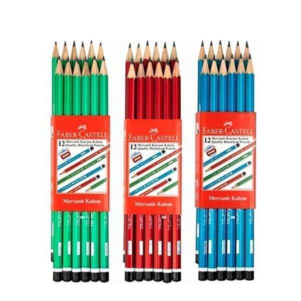 Faber-Castell Köşeli Mercanlı Kurşun Kalem 12'Li