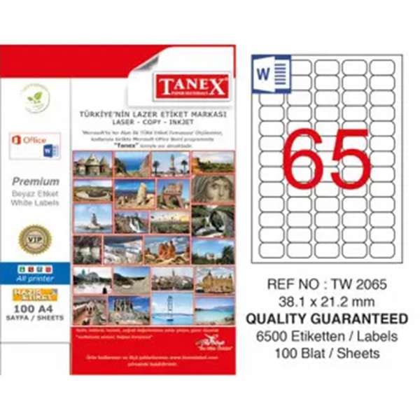 Tanex Lazer Etiket TW-2065 38,1x21,2 mm