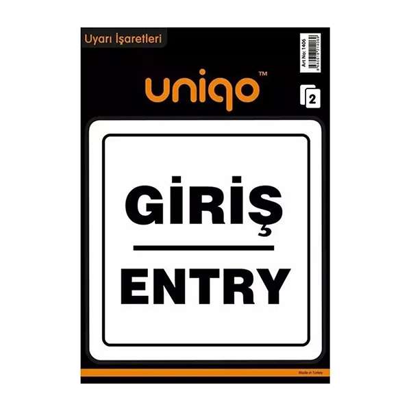 Uniqo Uyarı Etiketi Giriş/ Entry