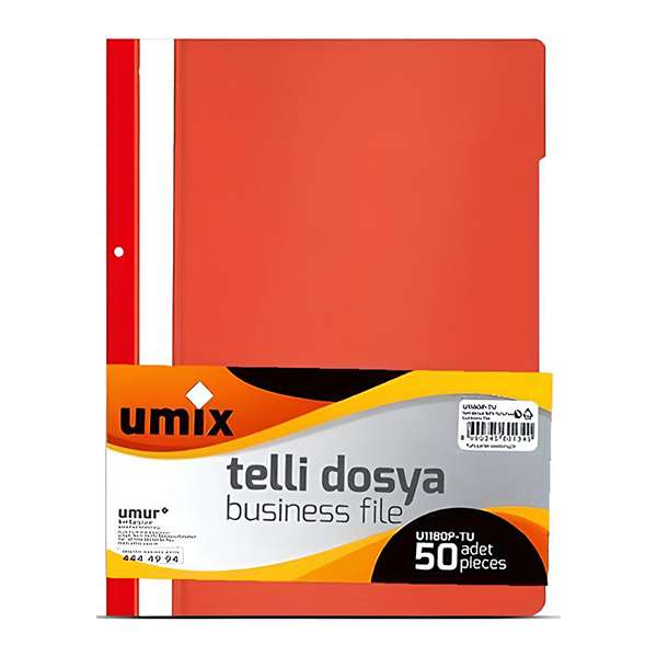Umixc Premium A4 Telli Dosya Kırmızı 50'li Paket