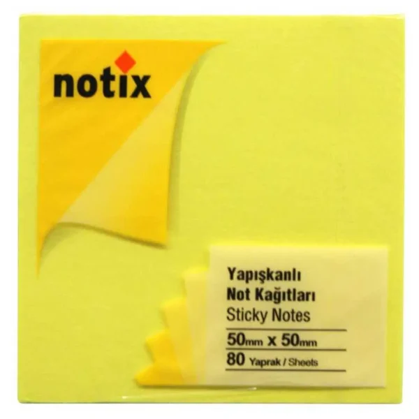Notix Neon Sarı Yapışkanlı Not Kağıdı 80 Yaprak 75x75