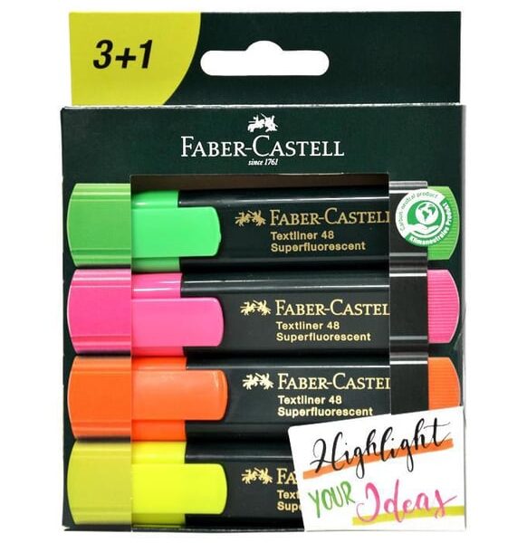 Faber Castell Textliner 48 Fosforlu Kalem 3+1