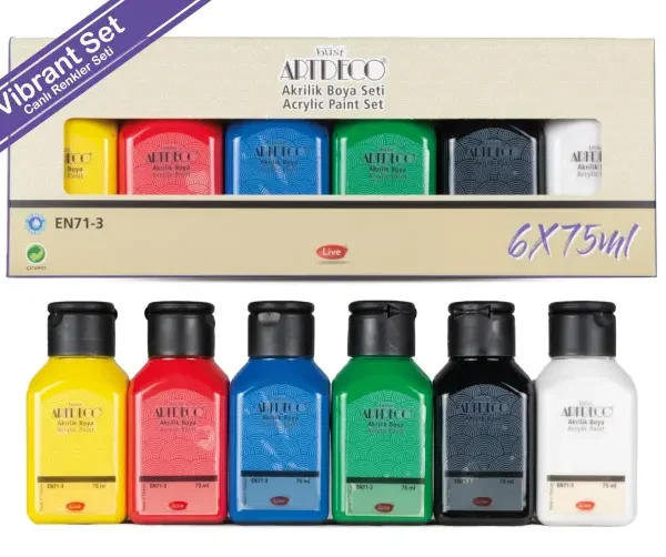 Artdeco Akrilik Boya 75 ml 6’lı Set Canlı Renkler