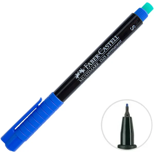 Faber-Castell 1523 Permanent Asetat Kalem Mavi (S) Uç